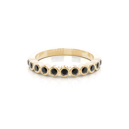 Full Bezel Setting Half Eternity Black Diamond Ring