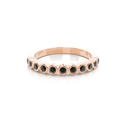 Full Bezel Setting Half Eternity Black Diamond Ring