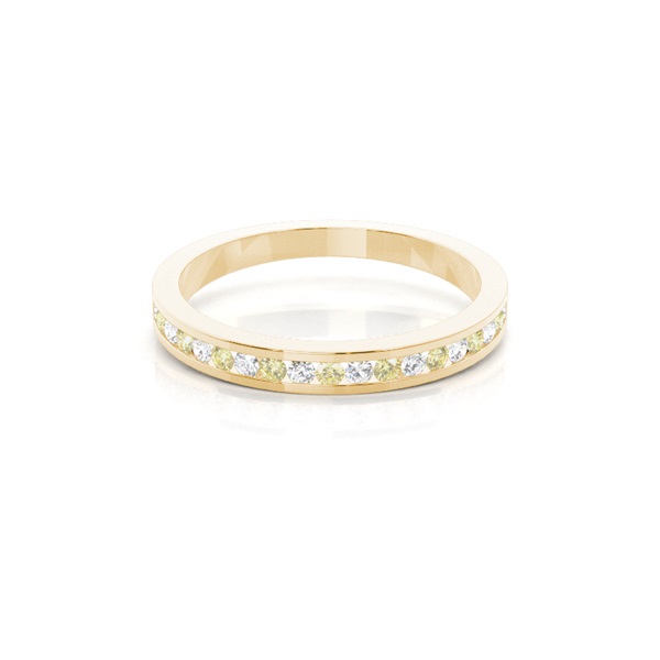 Channel Set Yellow Diamond Half Eternity Band