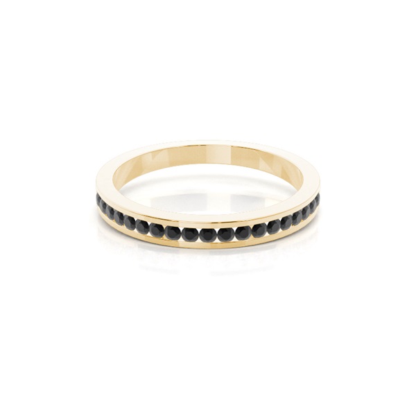Channel Setting Half Eternity Black Diamond Ring