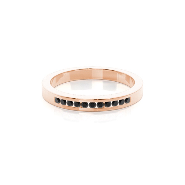 Channel Setting Half Eternity Black Diamond Ring