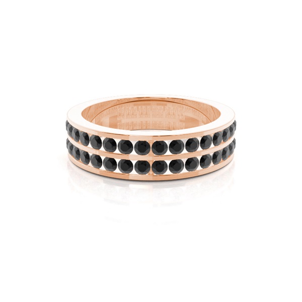Channel Setting Half Eternity Black Diamond Ring