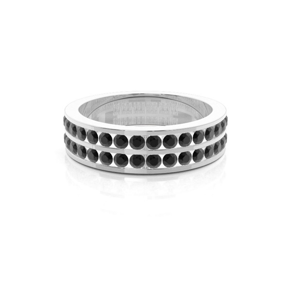 Channel Setting Half Eternity Black Diamond Ring