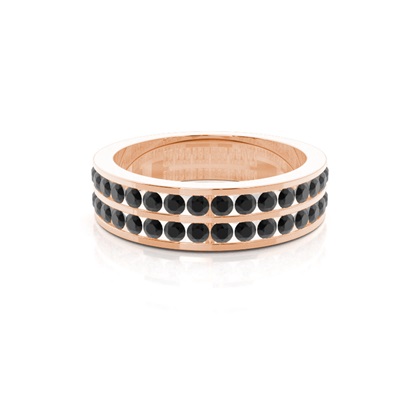 Channel Setting Half Eternity Black Diamond Ring