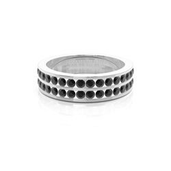 Channel Setting Half Eternity Black Diamond Ring