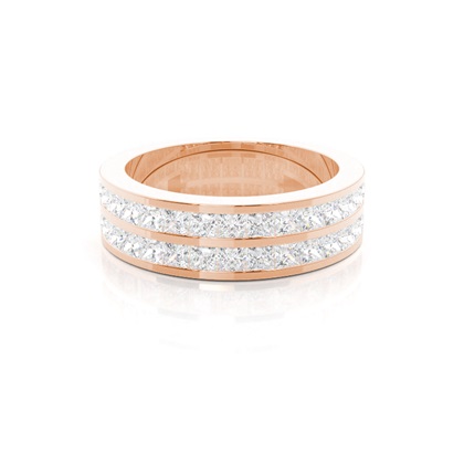 Princess Rose Gold Diamond Anniversary Rings