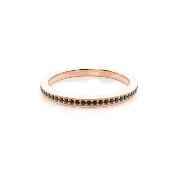 Pave Setting Half Eternity Black Diamond Ring