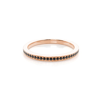 Pave Setting Half Eternity Black Diamond Ring