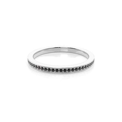 Pave Setting Half Eternity Black Diamond Ring