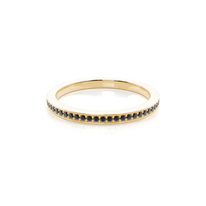 Pave Setting Half Eternity Black Diamond Ring