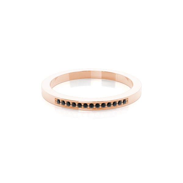 Pave Setting Half Eternity Black Diamond Ring