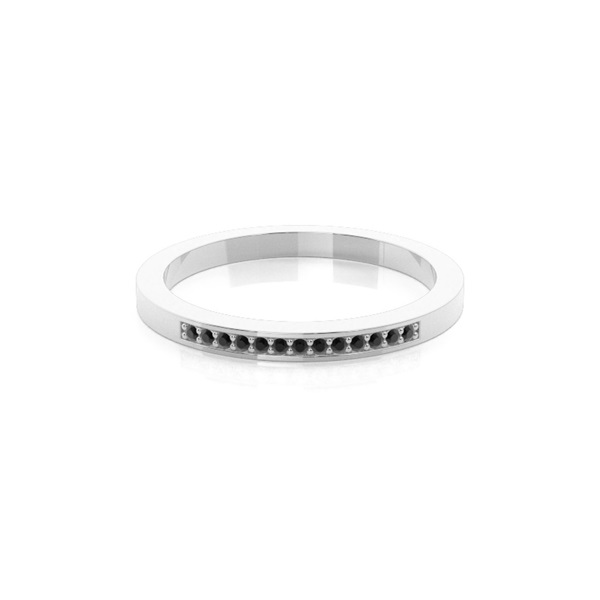 Pave Setting Half Eternity Black Diamond Ring