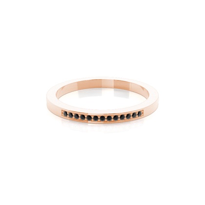Pave Setting Half Eternity Black Diamond Ring