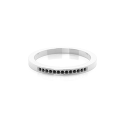 Pave Setting Half Eternity Black Diamond Ring