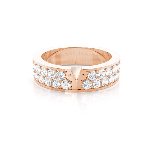 4.50mm Pave Setting Double Row Diamond Shaped Band