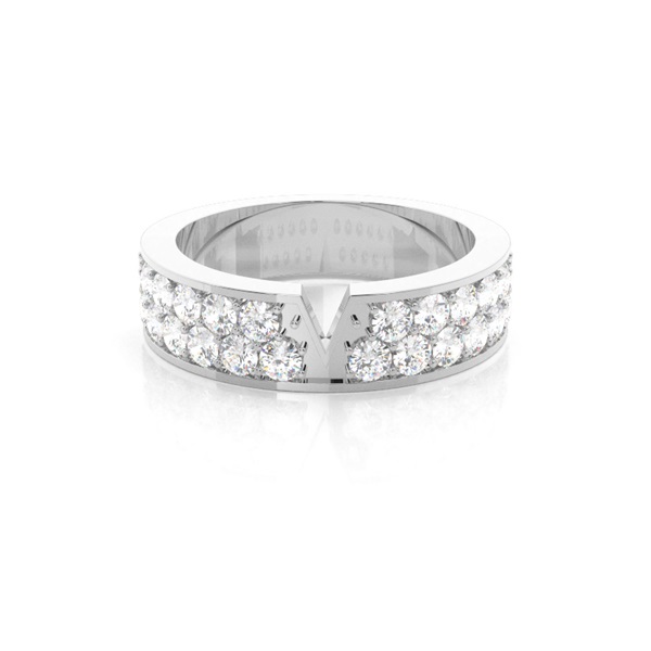 4.50mm Pave Setting Double Row Diamond Shaped Band