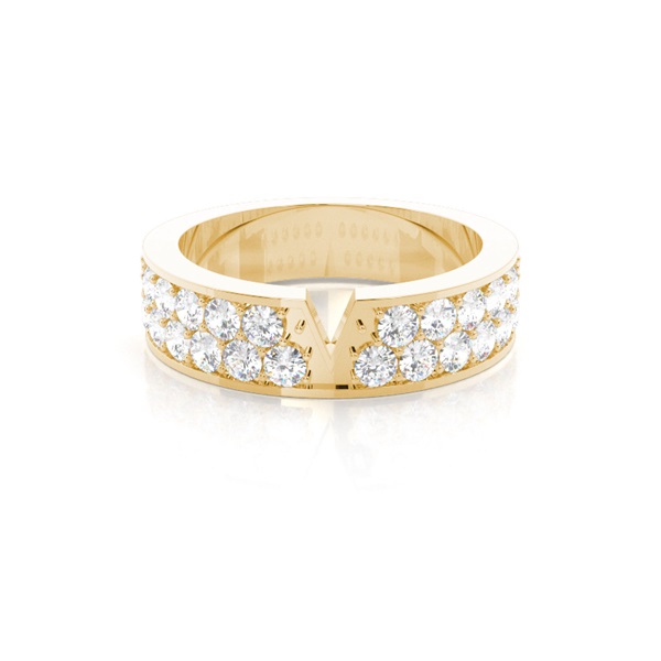 4.50mm Pave Setting Double Row Diamond Shaped Band