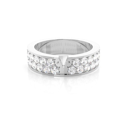 4.50mm Pave Setting Double Row Diamond Shaped Band