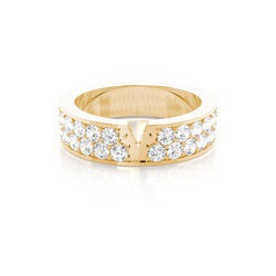 4.50mm Pave Setting Double Row Diamond Shaped Band