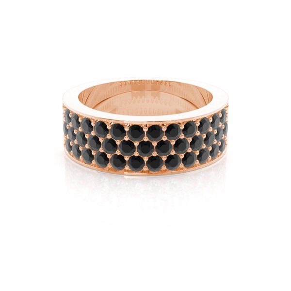 Pave Setting Half Eternity Black Diamond Ring