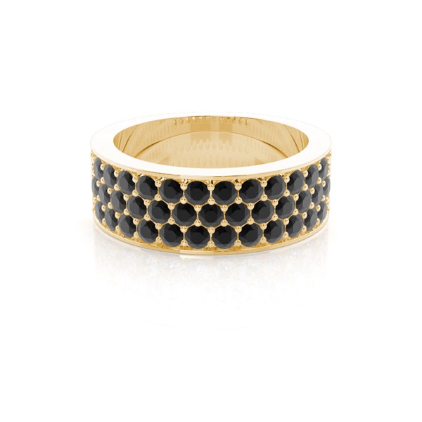Pave Setting Half Eternity Black Diamond Ring