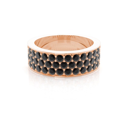 Pave Setting Half Eternity Black Diamond Ring
