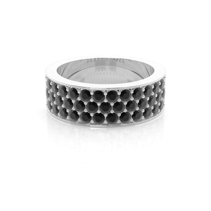 Pave Setting Half Eternity Black Diamond Ring