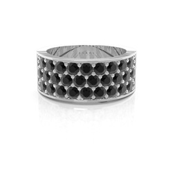 Anillo De Diamantes Negros Half Eternity En Pavé