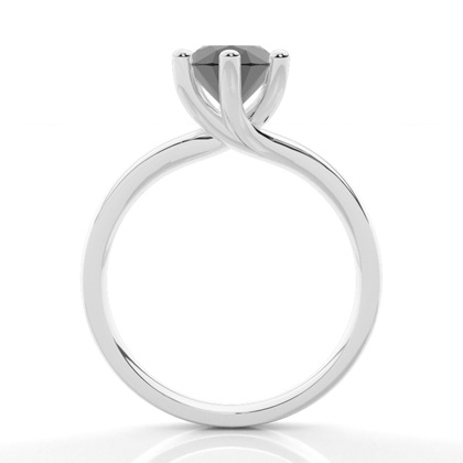 6 Prong Setting Plain Engagement Black Diamond Ring