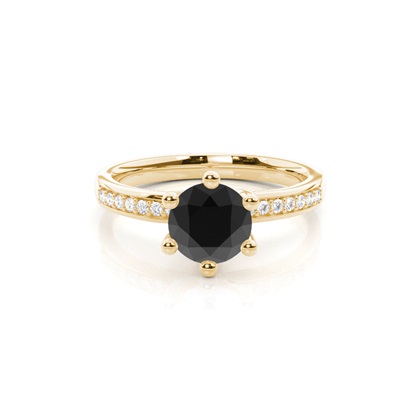 Yellow Gold Black Diamond Engagement Rings