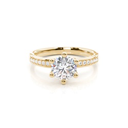 6 Prong Setting Studded Side Stone Engagement Ring