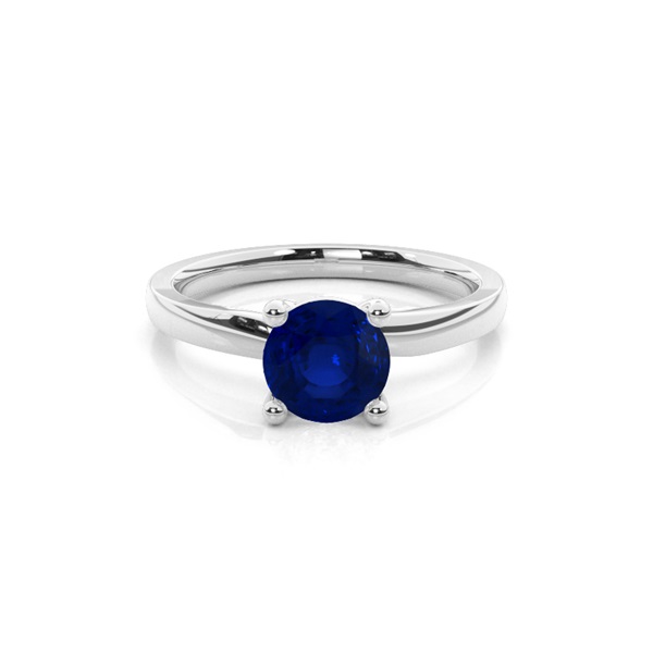 Round Prong Setting Blue Sapphire Engagement Ring