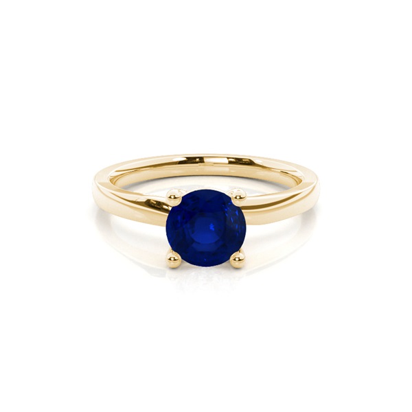 Round Prong Setting Blue Sapphire Engagement Ring