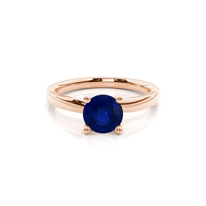 Round Prong Setting Blue Sapphire Engagement Ring