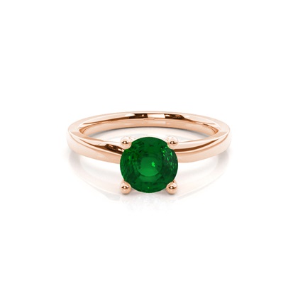 Round Prong Setting Emerald Engagement Ring