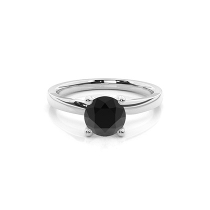 4 Prong Setting Plain Engagement Black Diamond Ring