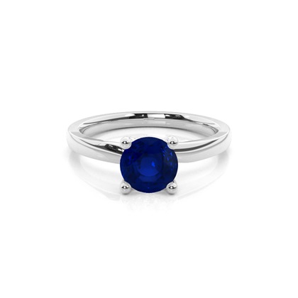 Round Prong Setting Blue Sapphire Engagement Ring