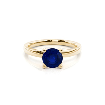 Round Prong Setting Blue Sapphire Engagement Ring