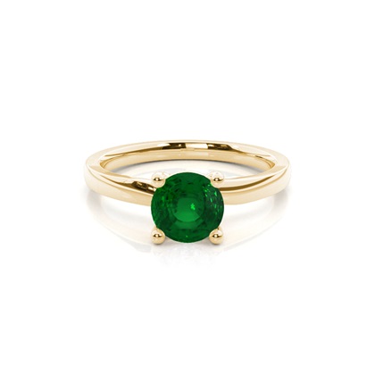 Round Prong Setting Emerald Engagement Ring