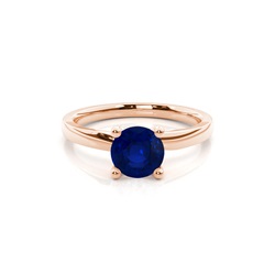 Round Prong Setting Blue Sapphire Engagement Ring