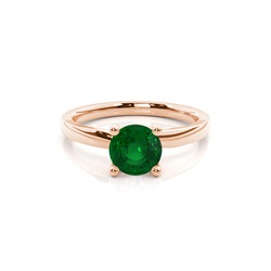 Round Prong Setting Emerald Engagement Ring