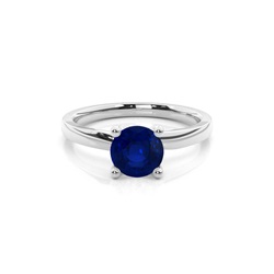 Round Prong Setting Blue Sapphire Engagement Ring