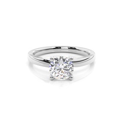 Anello Di Fidanzamento Con Diamante Rotondo In Oro Bianco