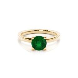 Round Prong Setting Emerald Engagement Ring