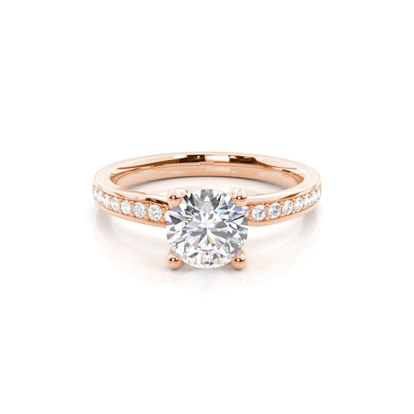 White Gold Round Side Stone Diamond Engagement Ring