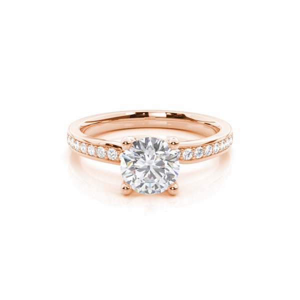 White Gold Round Side Stone Moissanite Engagement Ring