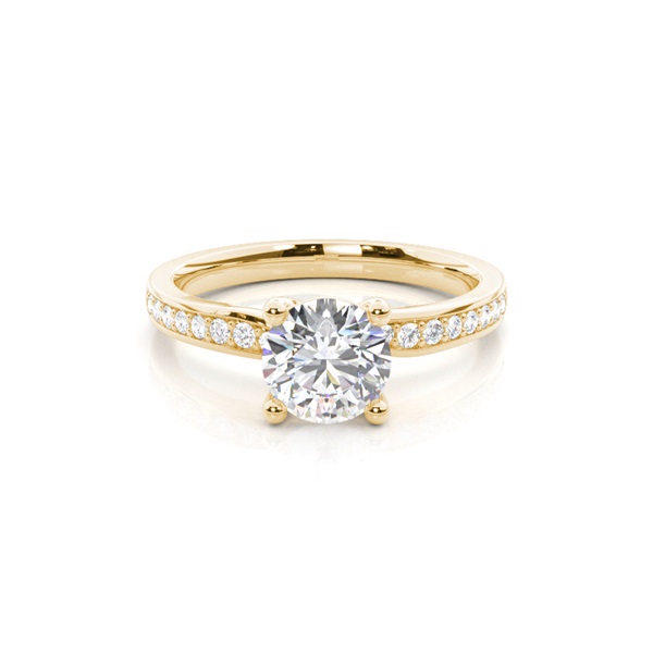 White Gold Round Side Stone Diamond Engagement Ring