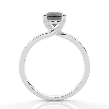 Round Silver Side Stone Diamond Rings