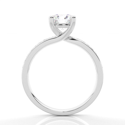 White Gold Round Side Stone Diamond Engagement Ring
