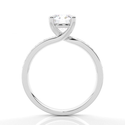 White Gold Round Side Stone Moissanite Engagement Ring